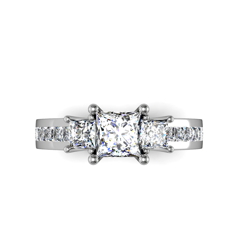 Three Stone Princess Cut Bridal Set